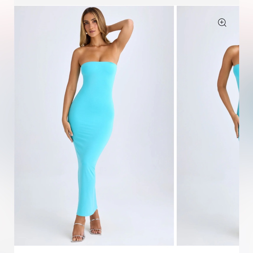 Oh Polly kali modal bandeau maxi dress aqua blue xxs